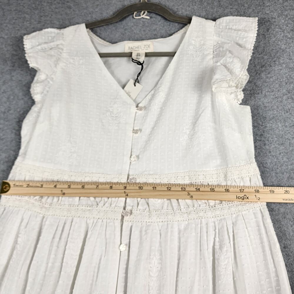 Rachel Zoe White Maxi Dress Lace Eyelet Boho Size 8 - Picture 10 of 13